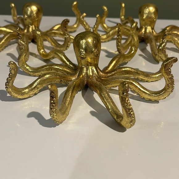 Decorative Gold Octopus Figurines - Set of 3 Unique Home Accents - Picture 2 of 8
